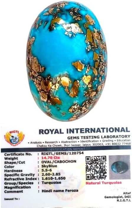Divine Spirituals AAA Grade Natural Turquoise Gemstone Lab-certified Premium Feroza/Firoza Cabochon For Protection, Healing & Jewelry approx. 14-16 carat