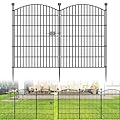 10 Panels No Dig Decorative Garden Fence with Gate - 40 in (H) x 23.6 ft (L), Dog Fence Outdoor for Yard, Rustproof Metal Animal Barrier Ground Stakes Fencing for Garden, Patio, Flower Bed
