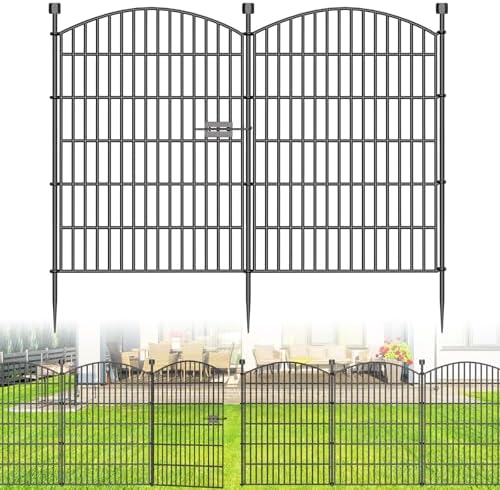 10 Panels No Dig Decorative Garden Fence with Gate - 102 cm (H) x...