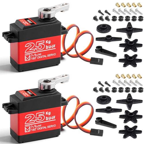 Miuzei 25KG Servo Motor High Torque Metal Gear for 1/10 1/8 RC Car 2 Pack