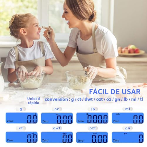 Miniatura 7 de Básculas De Cocina Digitales, Carga Usb, 3 Kg 0,1 G, Eléctricas, Impermeable, Recargable Por Usb,Acero Inoxidable