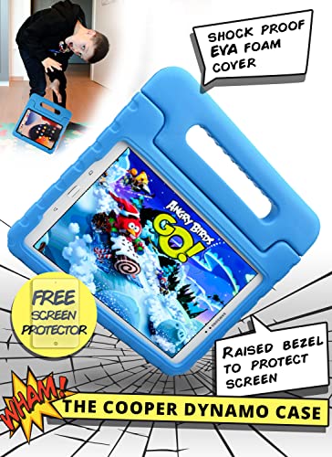 Cooper Dynamo [Rugged Kids Case] Protective Case For Samsung Tab A 10.1 (2016) Only | Child Proof Cover With Stand, Handle, Screen Protector (Blue) Not Fit With 2019 Released #TOP2