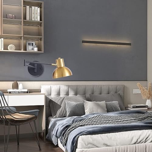 Lampe Murale Vintage Rotative à 2 Bras Longs Extensibles pour Intérieur Rétro