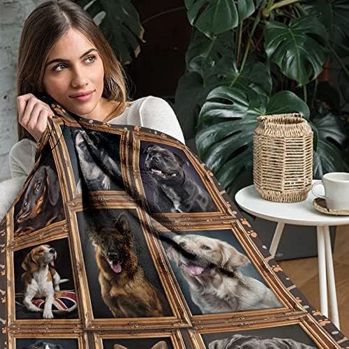 Paready Dog Print Blanket Blanket Multi-dog Pattern Fleece Throw for Dog Lover Super Soft Cozy Blanket Lightweight Plush for Bed Sofa Living Room Decor Gift for Animal Lover-50 X60