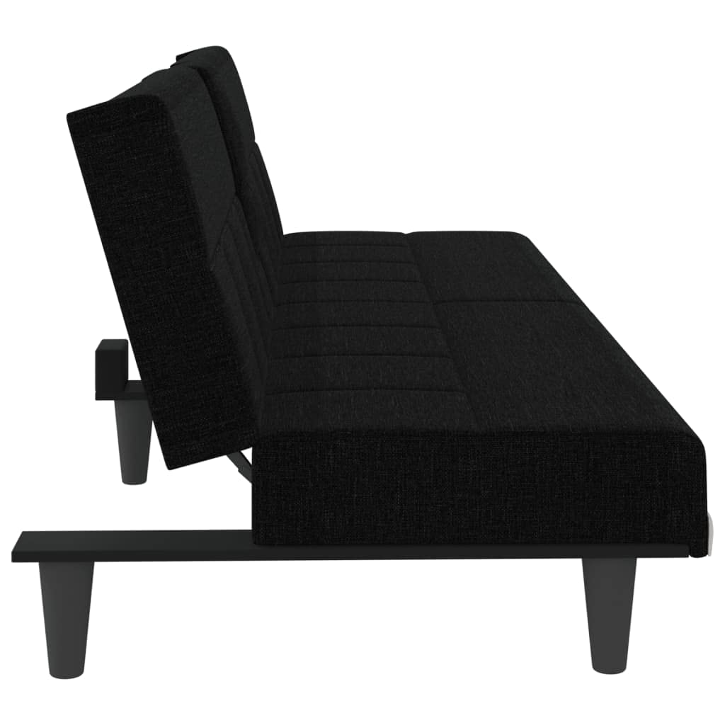 sofás de Dos plazas,Sofa 120 cm,Sofa Cama Dos plazas,Sofá Cama con portavasos Tela negroAdecuado para salón, Dormitorio