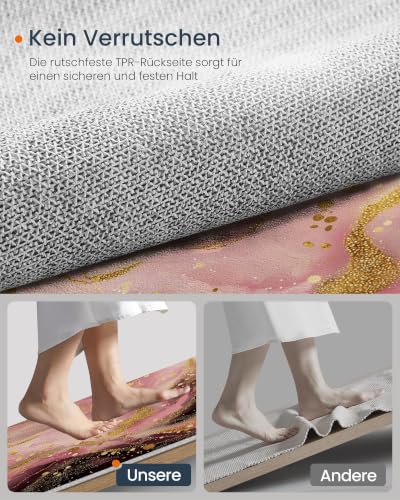 Tapis de sol antidérapant et lavable en marbre rose - 5