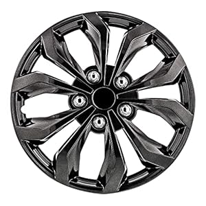 Pilot Automotive WH555-15GM-B 15 Inch Spyder Gunmetal Grey Universal Hubcap Wheel Covers For Cars – Set Of 4 – Fits Most Cars