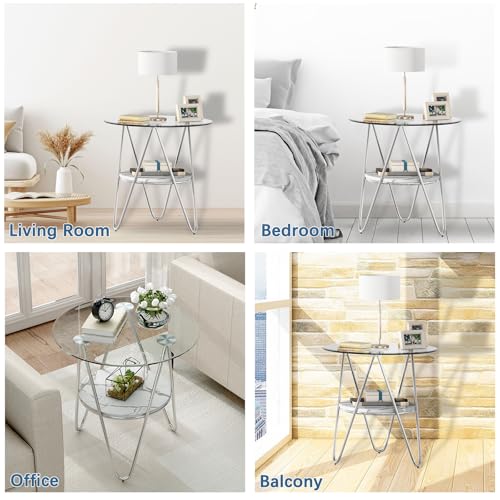 ASYA-Glass-End-Table-with-Storage-2-Tier-Round-Side-Table-with-Tempered-Glass-Metal-Frame-Living-Room-End-Table-for-Small-Space-Faux-Marble