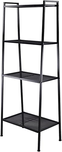 Estantería de escalera de 4 niveles, estantería de metal, estantes modernos independientes para libros, estante abierto, organizador de