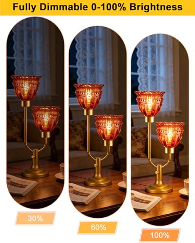 Image of Lightdot Mid Century Modern Red Glass Table Lamp Vintage Lamp Gift Dimmable