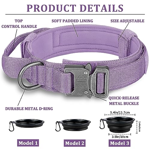 Cooyoo Dog Collar,3 Piece Set Tactical Dog Collar, Adjustable Military Training Nylon Dog Collar With Control Handle And Heavy Metal Buckle For Medium And Large Dogs #TOP1