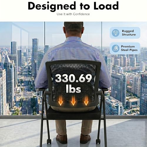 Image of [100 Pack] Folding Office Chair on Wheels, Heavy Duty Conference Chair