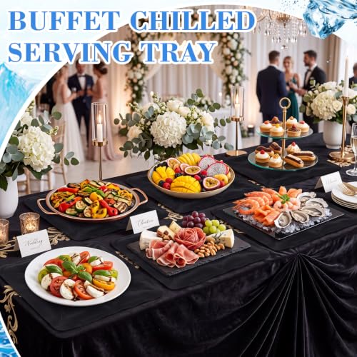 Image of LemonRoad 6 Pcs Cooling Mat for Food Buffet Table, 9 x 9 Inches Reusable Freezable Ice Mat Cooling Pads Chilled Serving Tray Charcuterie Cold Platter for Cheese, Veggie, Party, Picnic(Square,Black)