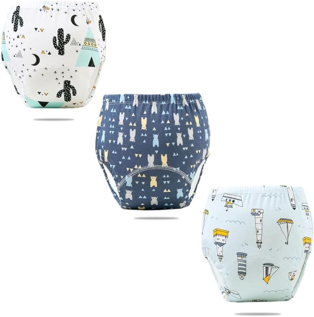 Anso Men's Type A 3 Packs Baby Potty Training Pants Boys Girls Training Underwear Reusable Toddlers Toilet Training Pants (,2-3 Years)