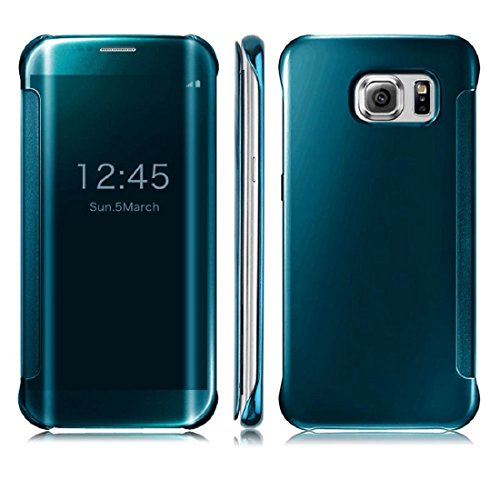 Galaxy S6 Edge+, Shensee For Samsung Galaxy S6 Edge Plus Elegant Clear View Mirror Flip Smart Case Cover (blue)