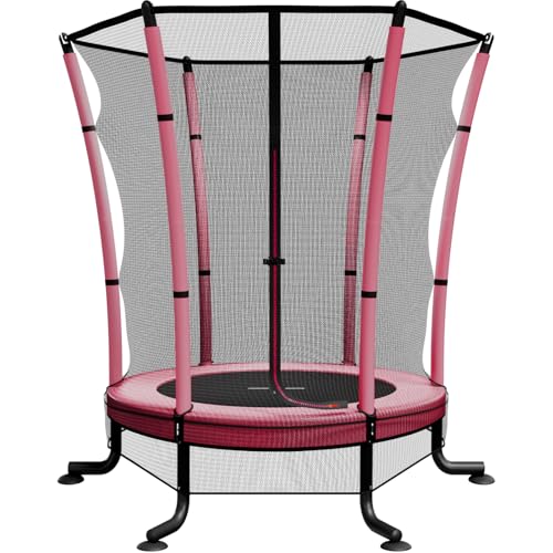 JUMMICO Trampolín Ø145 cm con Red de Seguridad | Cama Elástica Interior y Exterior para niños Equipado con ventosas Antideslizantes y Patas en Forma de L. Capacidad de Carga de hasta 50 kg