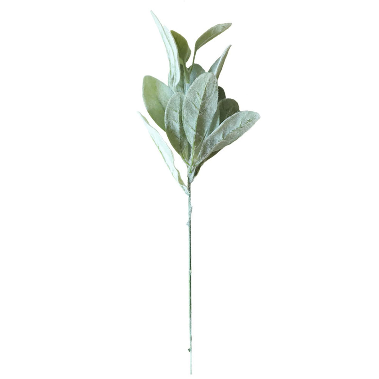 Rstys Green 12 Pcs Artificial Flocked Lambs Ear Stem, 14.5 Inch Lambs Ears Ery Foliage Bulk Leaves Spray, Faux Lambs Ear Ery Bouquets