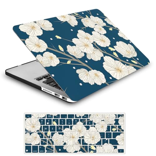 Funda MacBook Air 15 de Plástico Duro Ultra Fina Carcasa con Teclado Flor Blanca Retina
