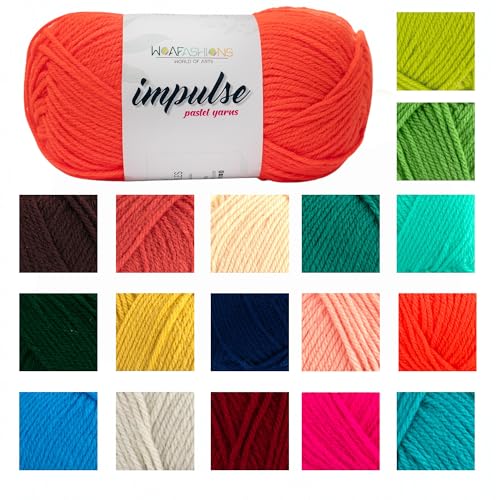 Image of WOAFashions Impulse Hand Knitting & Crochet Yarn, Premium Acrylic, 4 : Medium (Tiger Orange) (2x100gms / 3.5oz / 200mtr / 218yds)