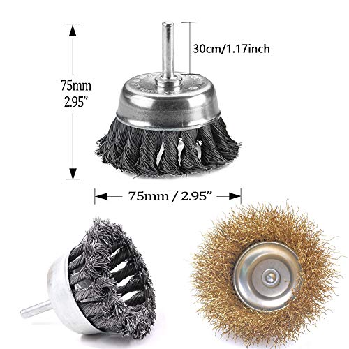 14-Wire-Wheel-Brushes-Kit-for-Drill-Esoca-Brass-Coated-Wire-Cup-Brush-Set-with-14-Inch-Shank-Wire-Drill-Brush-Set-Perfect-for-Removal-of-Rust-Corrosion-Paint