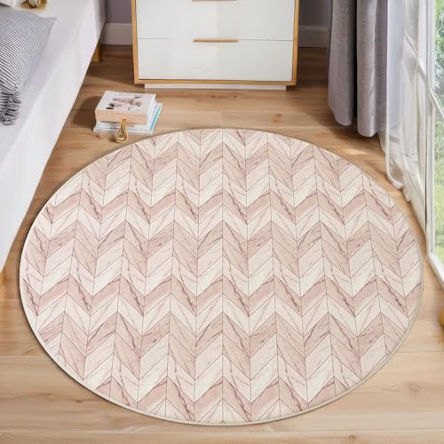 Tapis rond au design moderne de marbre avec envers antidérapant - 2