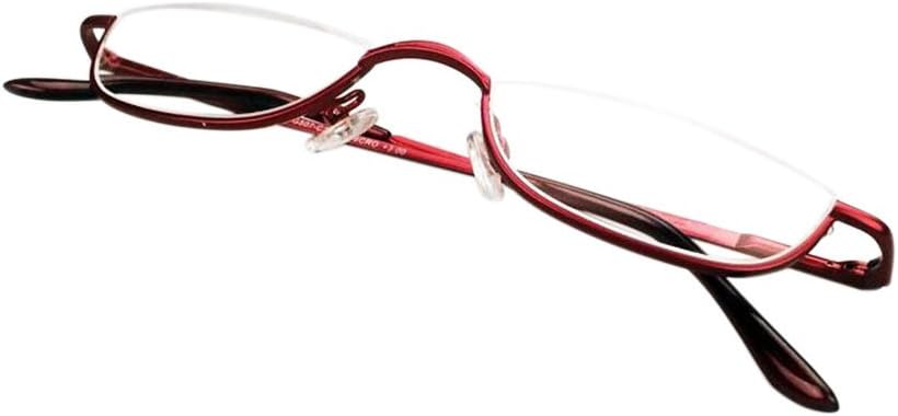Inlefen Unisex Half Moon Half Frame Reading Glasses Metal Material frame Spring Hinges Eyewea