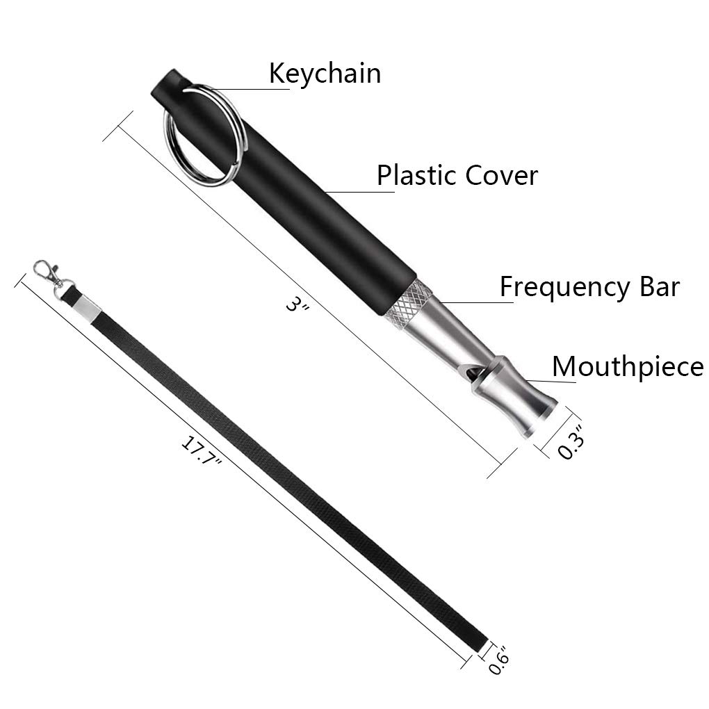 KMNKSCN DunYi Dog Whistle to Stop Barking Upgrade Ultrasonic Stainless Steel Dog Training Whistles Silent Dogs Training Tool with Lanyard Black 1 Pack