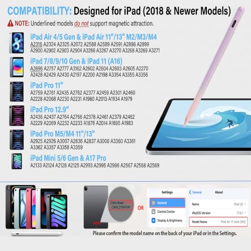 Image of Stylus Pen for iPad 2018-2026, 3X Fast Charging iPad Pencil with Palm Rejection & Tilt Sensitivity, Apple Pencil Alternative No Bluetooth Required Compatible with iPad Pro Air Mini