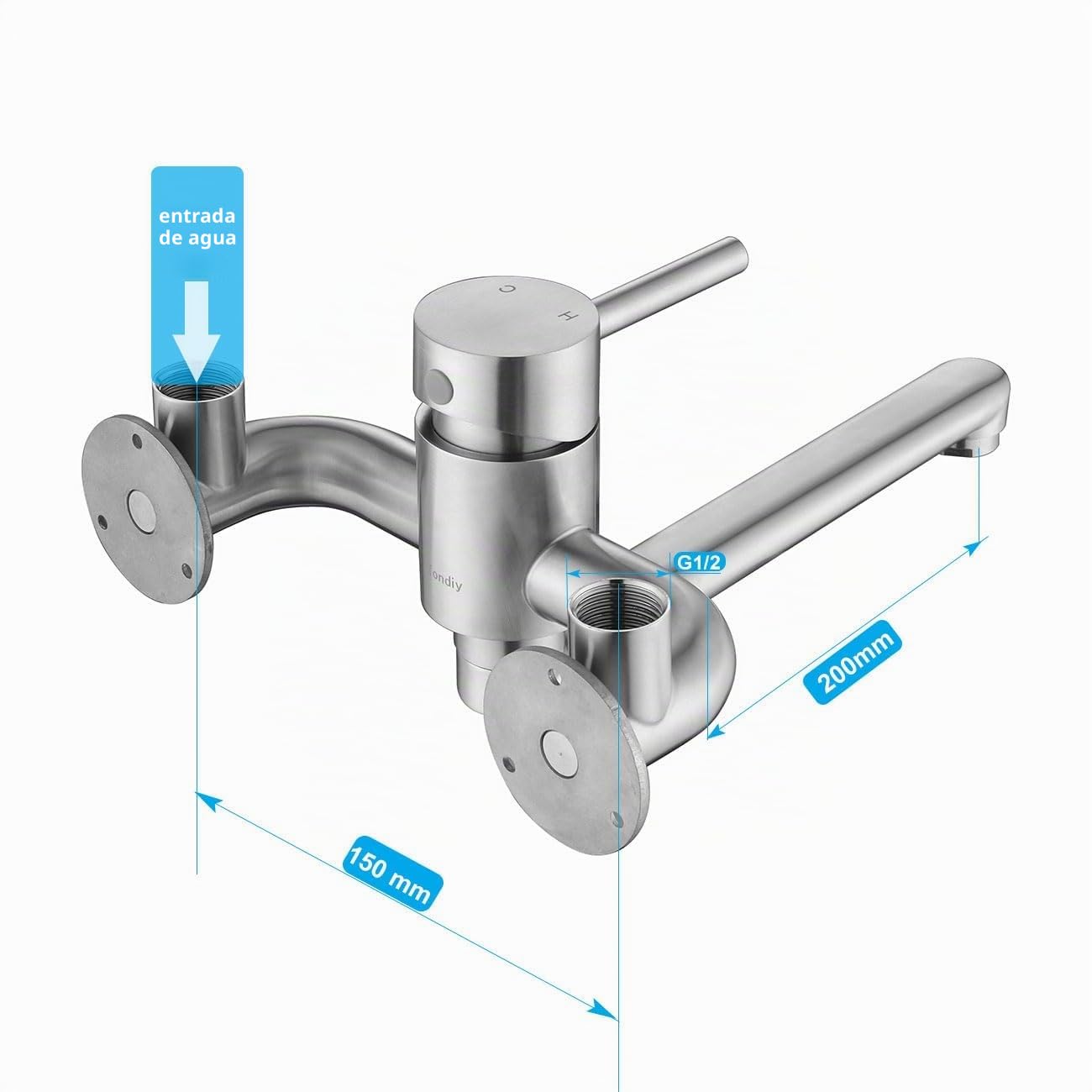 Grifo de Pared para Lavadero/Garaje, con Interfaz Ascendente de 1/2"