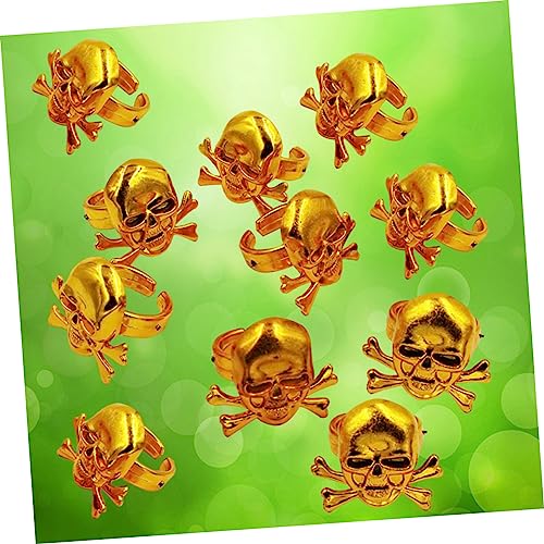 VICASKY 12 Stk Goldene Piratenringe Kinder klingeln Ringe für Kinder Punk-Ringe Piraten-Juwelen goldene Requisiten halloween party piratenkostüme Kinderringe dekorative Piratenringe