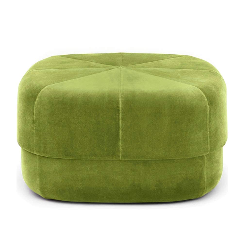 Pouf poggiapiedi Rotondo in Velluto per Soggiorno, Camera da Letto, Verde Oliva, 65x65x36 cm (26x26x14 Pollici), Seduta Extra Morbida e Imbottita