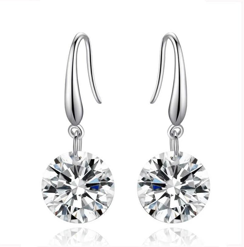 Savlano 925 Solid Sterling Silver Round Cubic Zirconia Dangle Drop Earrings For Women - Made in Italy Comes With Savlano Gift Box - Image 2