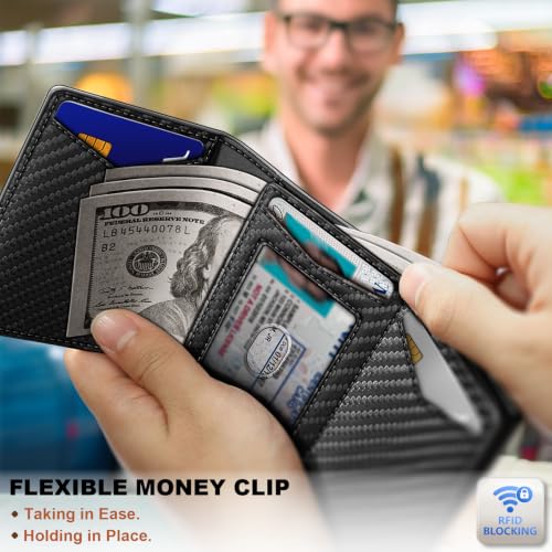 Image of BULLIANT Men Wallet Leather Wallet Card Holders Money Clip for Men 10Cards-Magnetic Flip on Metal Case