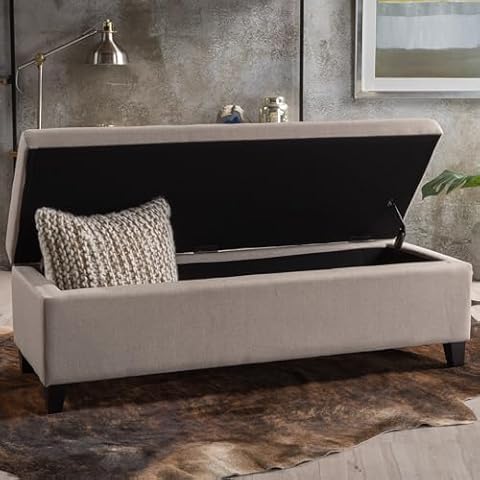 Zjjseloru Storage Ottoman Bench Foldable Seat，Large Ottoman Bench,Storage Chest,Foot Rest Stool,Bedroom Bench with Storage(Wheat) Cover