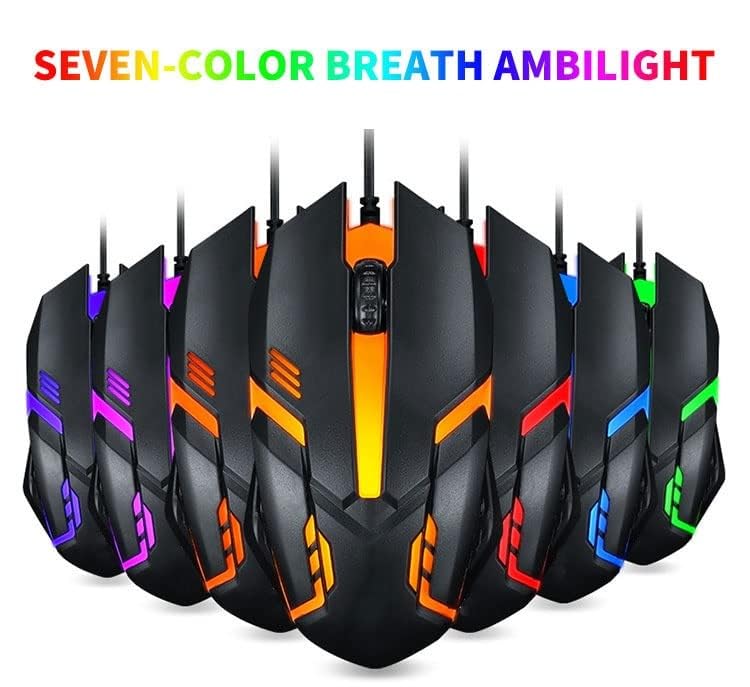 Image of Wired Gaming Mouse RGB | 7-Color LED Breathing Light | High Precision USB Optical Mouse for PC, Laptop, Gaming & Office | Ergonomic Design | Fast Click Response | Plug & Play RGB Mouse