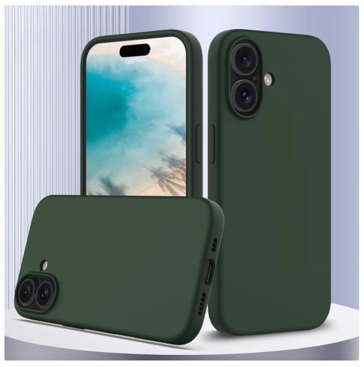AKRIA Back Cover Compatible with iPhone 17 Case (6.3) Soft Touch Slim Liquid Silicone Full Protection Shock Proof Back Cover for iPhone 17 (SC_D.Green)