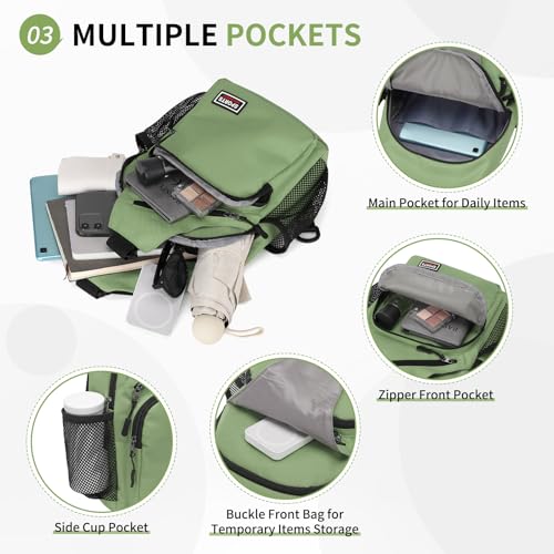Image of Convertible Sling Bags for Women Men, Lightweight Crossbody Backpack Daypack Fit for 7.9 inch Tablet for Casual Travel Sport Hiking (Green)