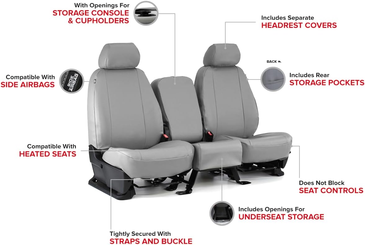 ShearComfort Front Seats Custom Pro-Tect Vinyl Seat Covers Compatible with Ford F250 (2017-2022) in Black for 40/20/40 w/Folddown Center Console and 3 Adjustable Headrests (Super Cab or Super Crew)