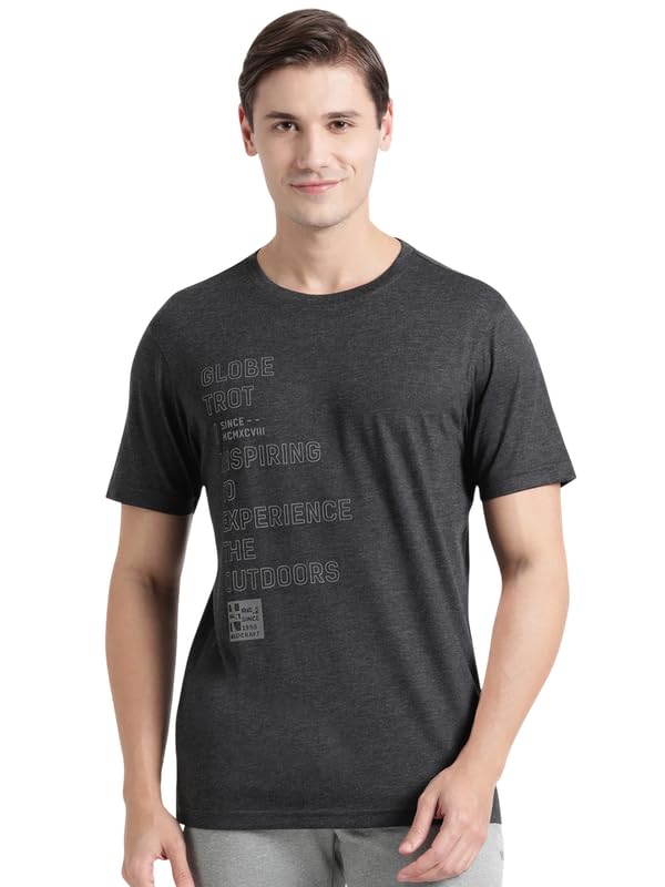 Image of Wildcraft Stylish Men Polyester Kooltex Crewneck Textography T-shirt | Half Sleeve Regular Fit T-shirt for Mens