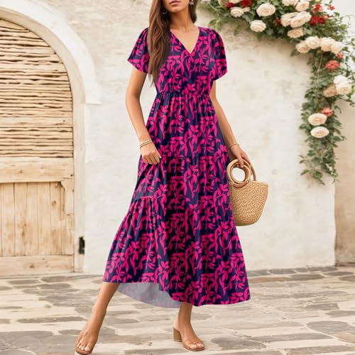 Graduation Dresses for Women 2025 Bell Short Sleeve Garden Party Dress Elegant Long Flowy Tiered Dress3