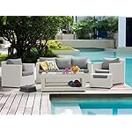 Beliani Lounge-Set Roma Polyrattan Weiß-Grau