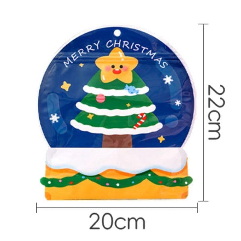 AIRASHII Christmas Plastic Bag Lock Bags (Pack of 5) | Reusable Christmas Candy Bags | Gift Seal Bags for Kids, Secret Santa Gifts, Treats Cookies Party Goodies Gift Bags for Holiday Gifting (Blue X-Mas) 3
