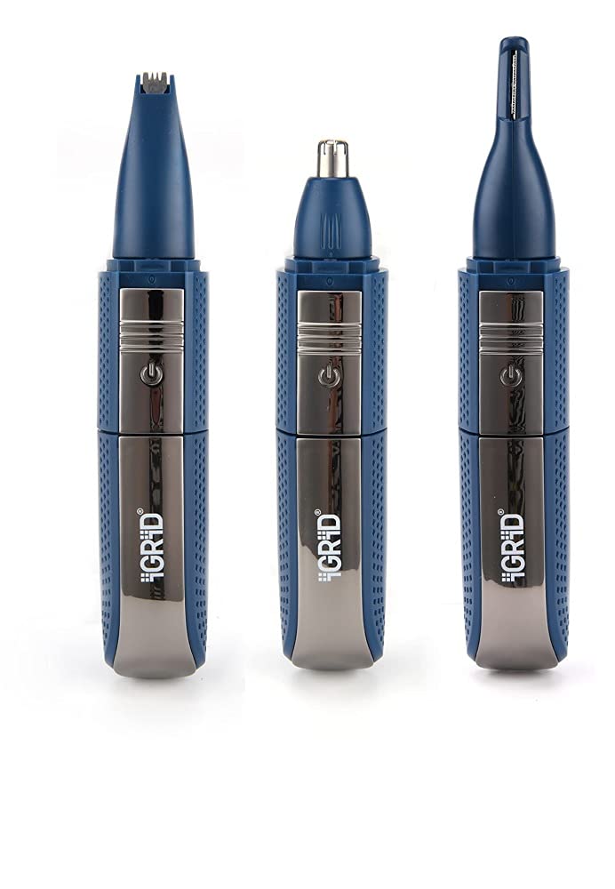 iGRiD 3 in 1 Nose, Ear, Eyebrow Hair Trimmer for Men & Women | Painless Nose, Ear & Eyebrow Hair Trimmer | Rechargeable Lithium Battery, Dual-Edge Blades, Water Resistant | Unisex
