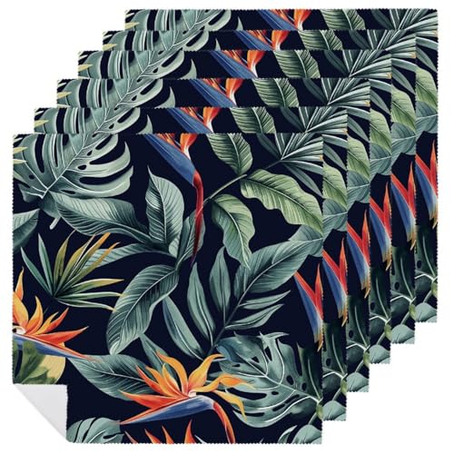 Servilletas de tela con diseño hojas tropicales 47.5x47.5 cm miniatura 1