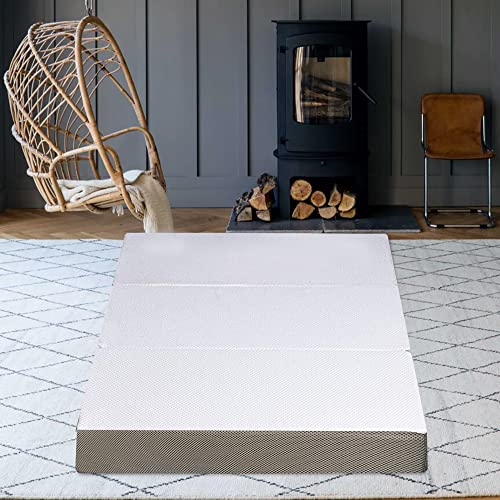 Nutan 3-Inch Tri-Folding Zippered, Gel Memory Foam Mattress, Cot Pad, Guest Bed, Portable Floor Mattress, Breathable Mesh Sides With Ultra Soft, Removable And Washable Cover, 25-Inch, White #TOP1