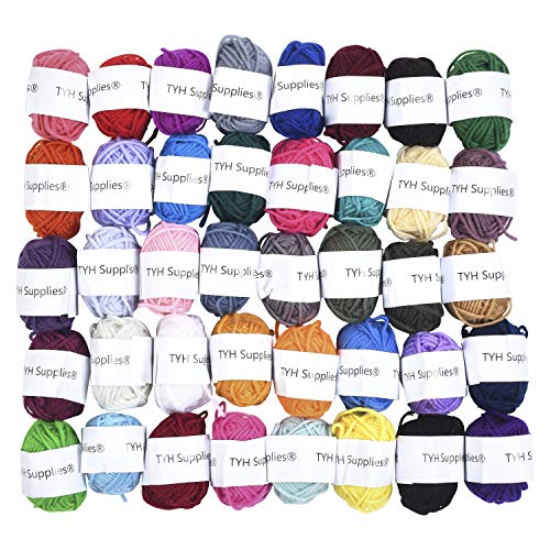 TYH Supplies 40-Pack 22 Yard Acrylic Yarn Assorted Colors Skeins - Perfect for Mini Knitting and Crochet Project