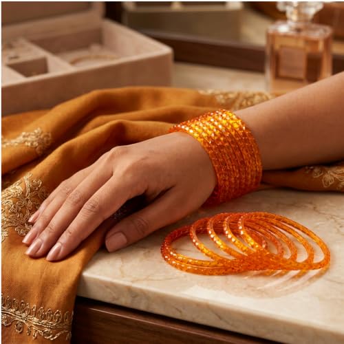 Image of Raindrop Crystal Glass Bangles, Pack of 12
