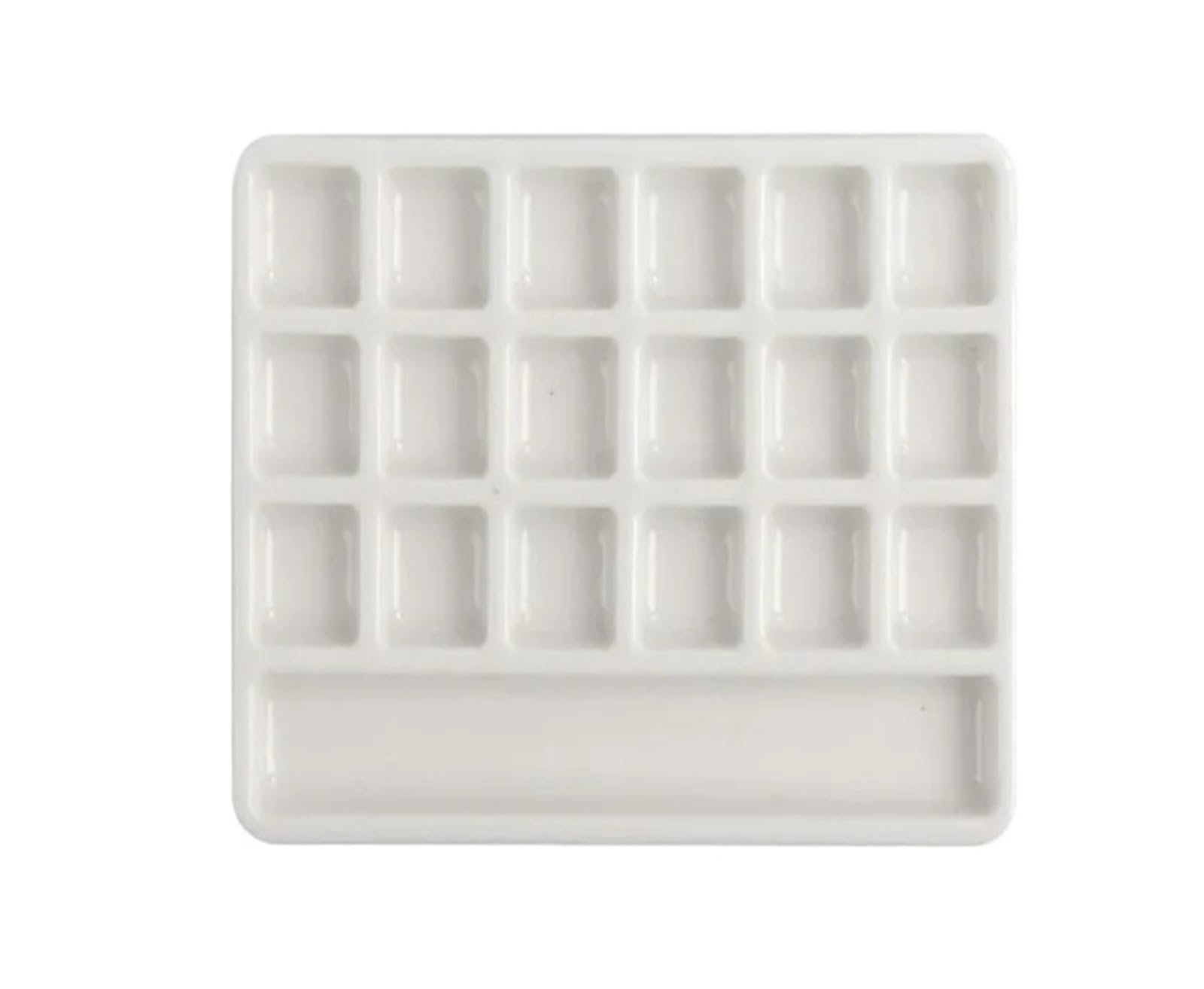 Empty Ceramic Watercolor Palette 18/24 Grid Pigment Tray Artist Travel Painting Colour Mixing Portable Art Supplies For Painting(18 grid)