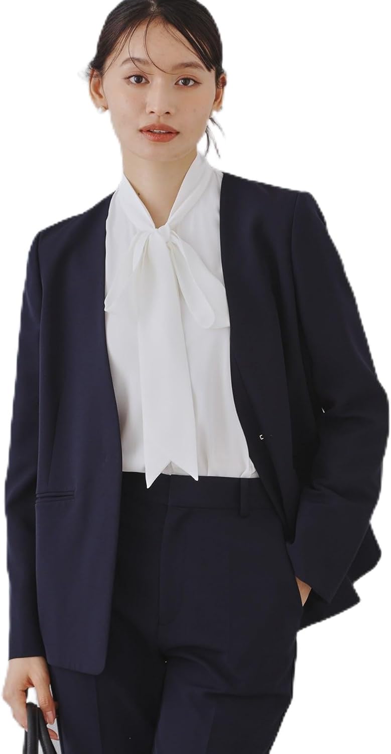 美品　オペークドットクリップ ノーカラースーツセットアップ ネイビー　Lサイズ OPAQUE.CLIP（オペークドットクリップ）の「◇CARREMANノー