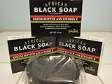 Madina African Black Soap Cocoa Butter with Vitamin E (Pack of 3) 3.5oz Each by Mayflower Wellness